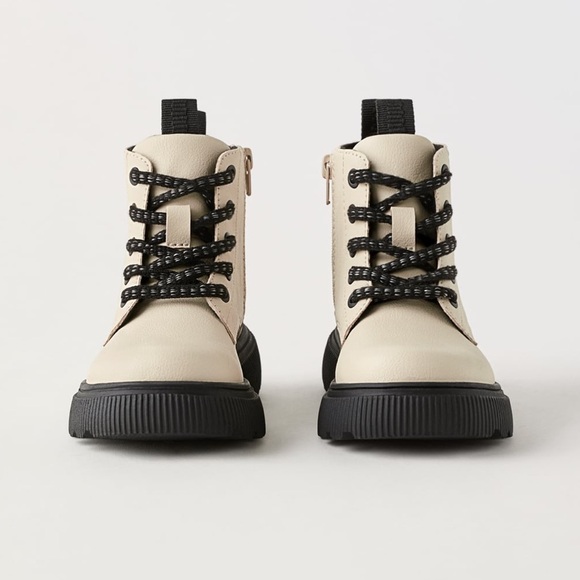 Zara Kids Beige Lace-Up Boots - Picture 4 of 9